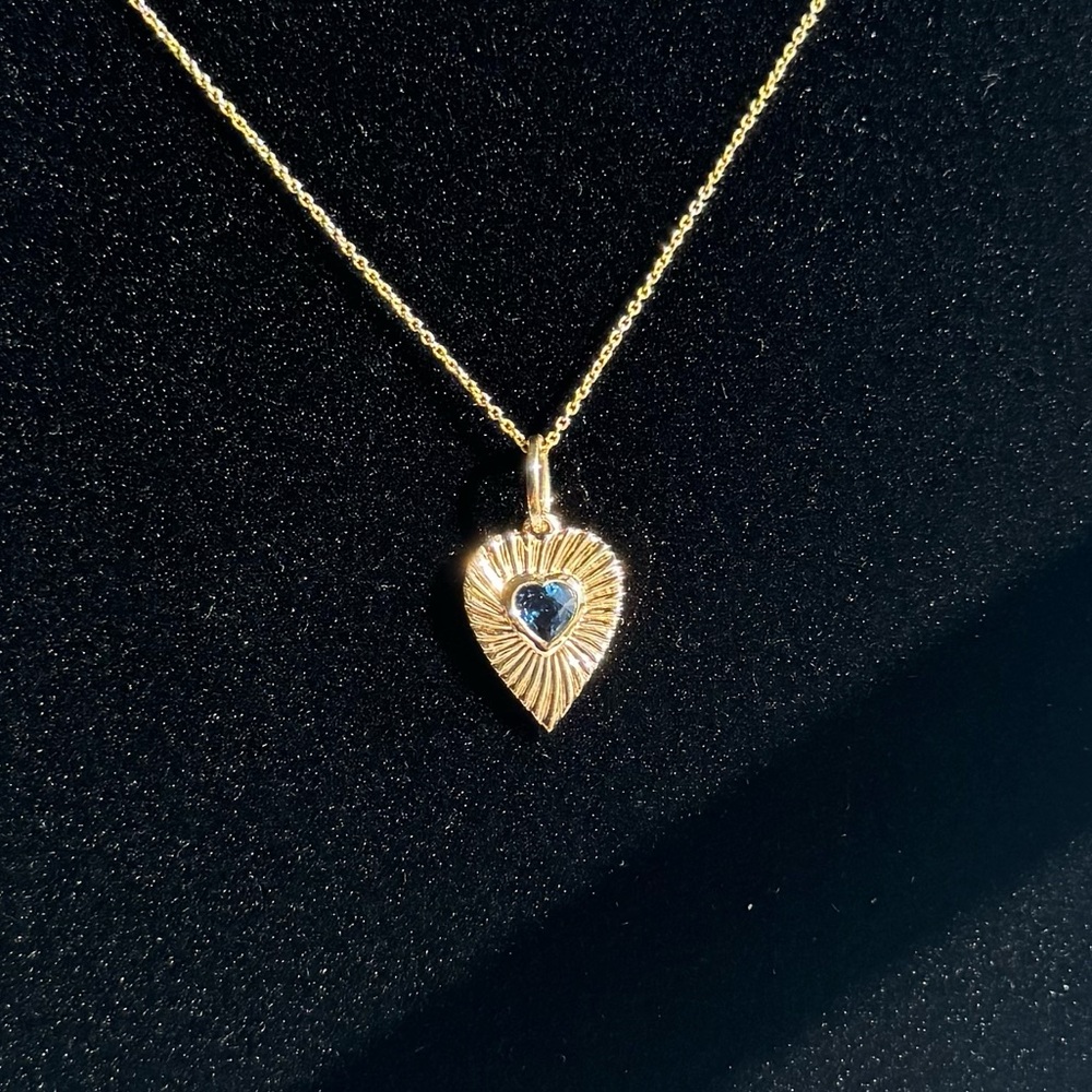 ❗️SOLD❗️Dana Rebecca Designs Liz Adams x DRD Sapphire Heart Charm in Yellow Gold